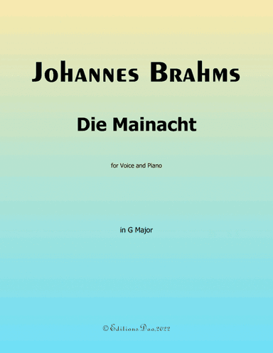 Die Mainacht, by Brahms, in G Major (arr. Editions Dao)