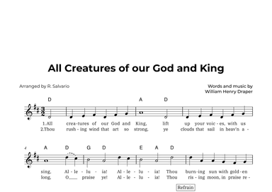 All Creatures of our God and King (Key of D Major) (arr. R. Salvario)