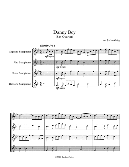 Danny Boy (Sax Quartet) (arr. Jordan Grigg)