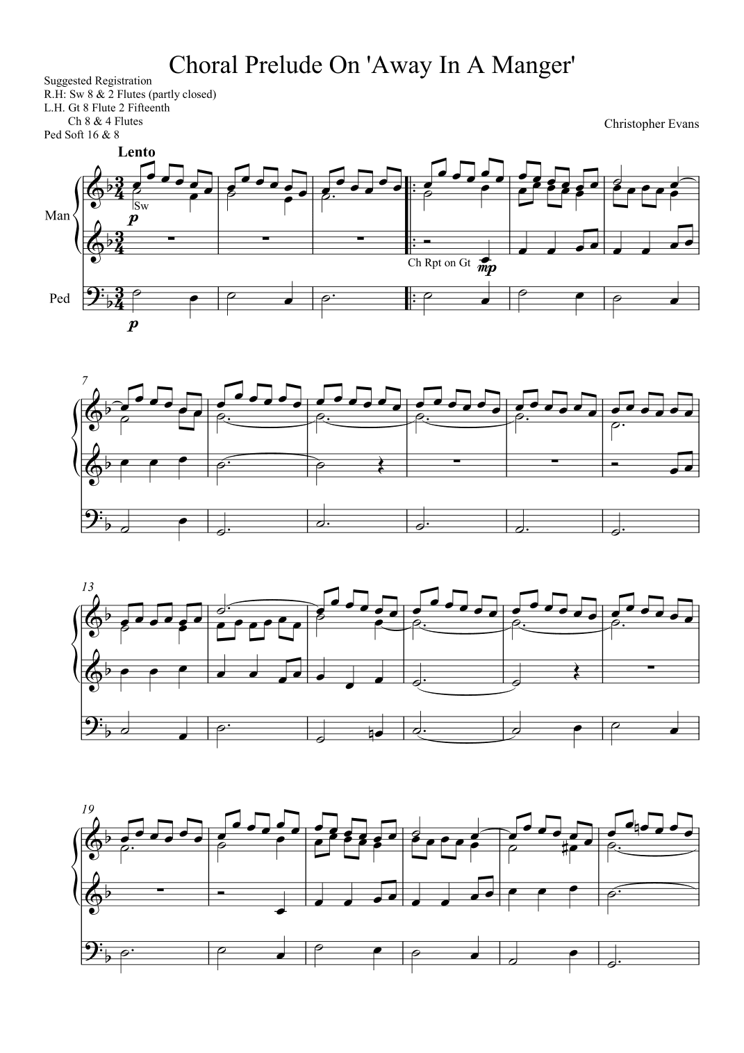 Prelude on 'Away In a Manger' for Organ Solo