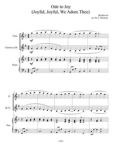 Ode to Joy (Flute and Clarinet Duet with Piano Accompaniment) (arr. B. C. Dockery)