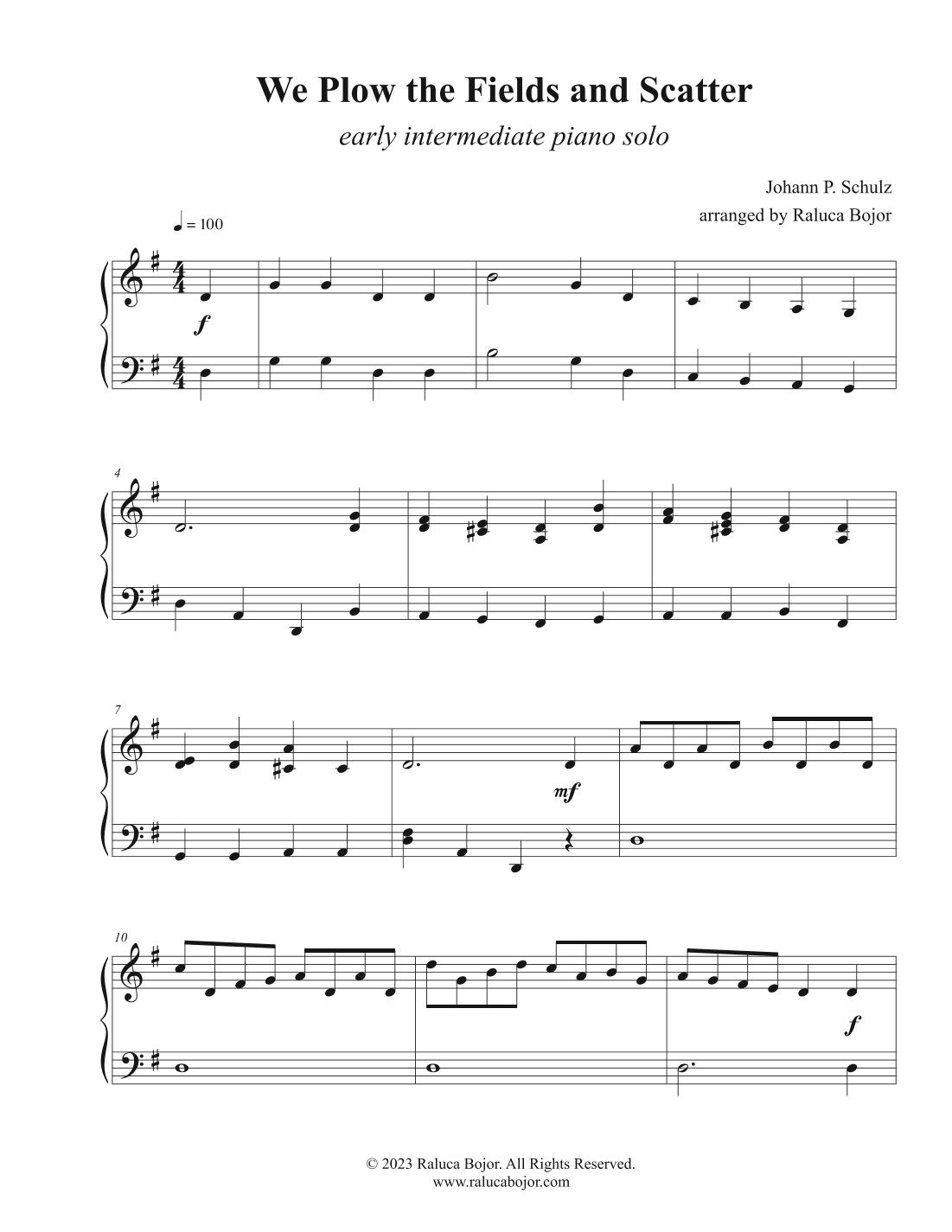 We Plow the Fields and Scatter (early intermediate) (arr. Raluca Bojor)