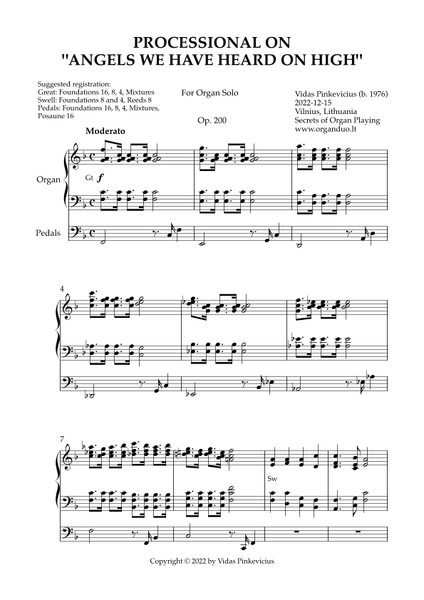 Processional on "Angels We Have Heard on High", Op. 200 (Organ Solo) by Vidas Pinkevicius