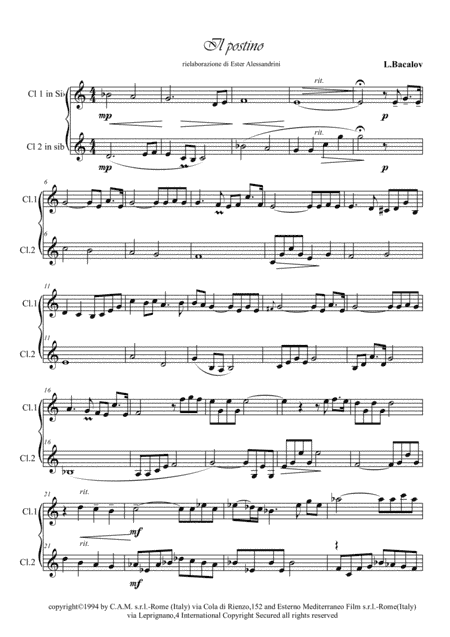 Il Postino (the Postman) (arr. Ester Alessandrini)