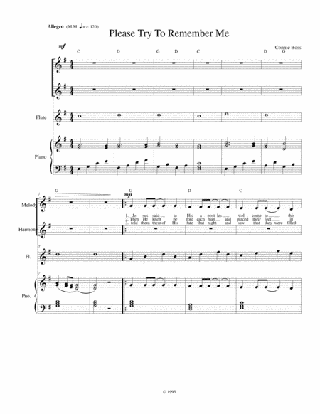 Please Try to Remember Me (Holy Thursday) - vocal trio, flute and piano