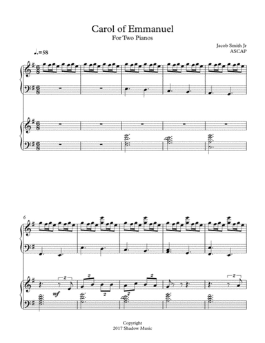 Carol of Emmanuel for Two Pianos (arr. Jacob Smith Jr)