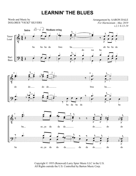 Learnin' The Blues (arr. Aaron Dale)