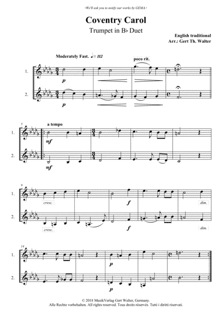 Coventry Carol (arr. Gert Th. Walter)