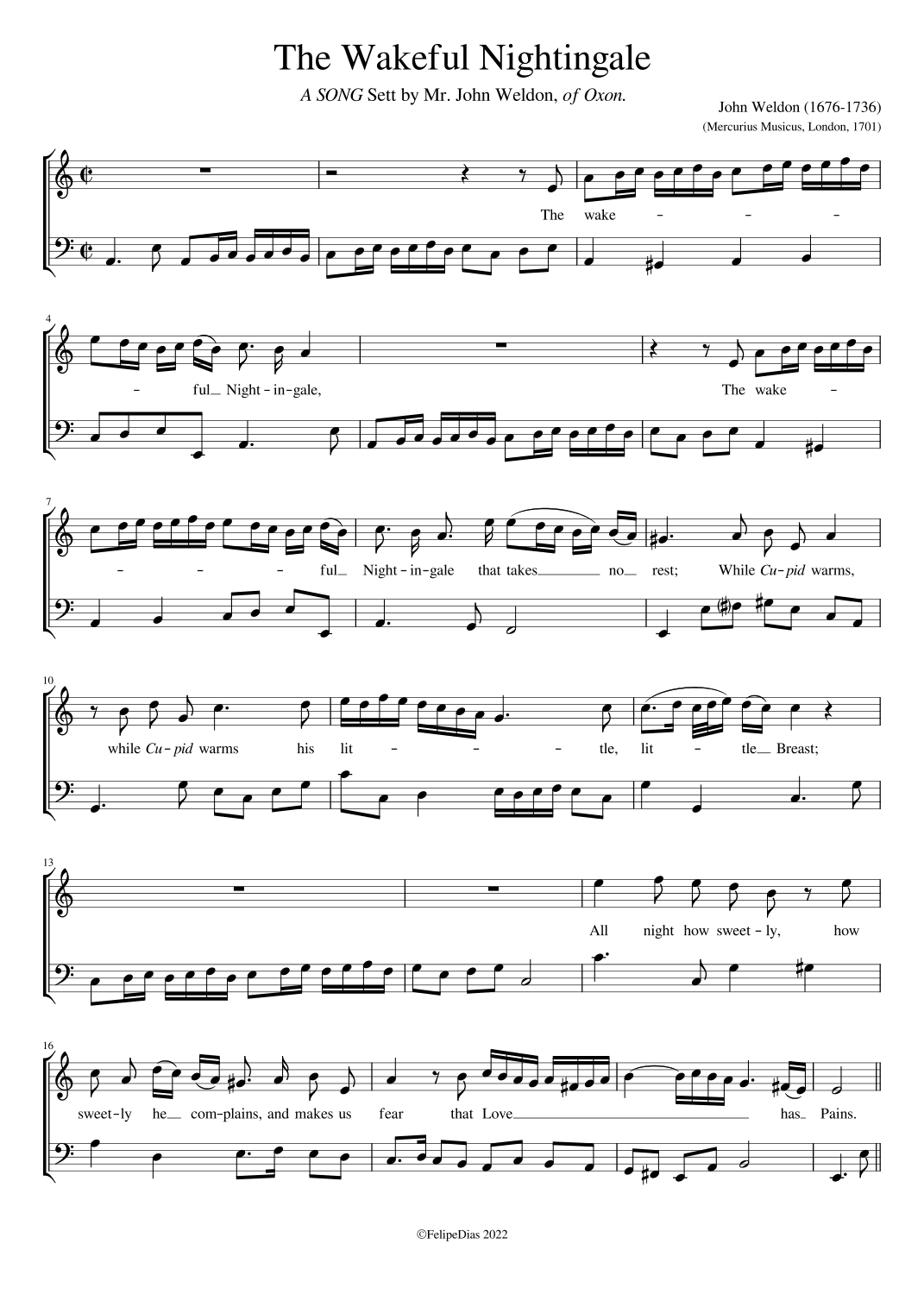 The wakeful nightingale (arr. Early Music Scores)