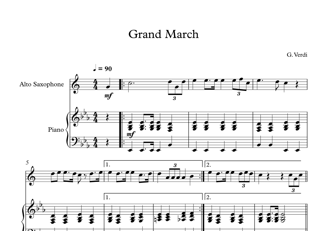Grand March (Aida) - Giuseppe Verdi (Alto Sax + Piano) (arr. Digital Book Music)