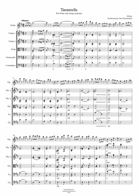 F.Seitz "Tarantella" For Violin and string orchestra (arr. Seva Youdenitch)