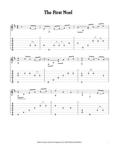 First Noel (For Fingerstyle Guitar Tuned Drop D) (arr. Ellsworth McMeen)