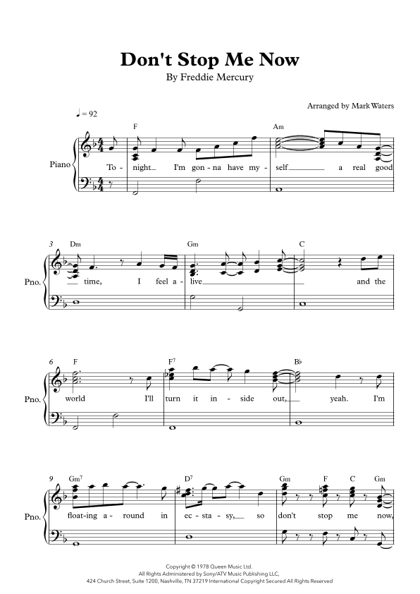 Don't Stop Me Now (arr. Mark Waters)