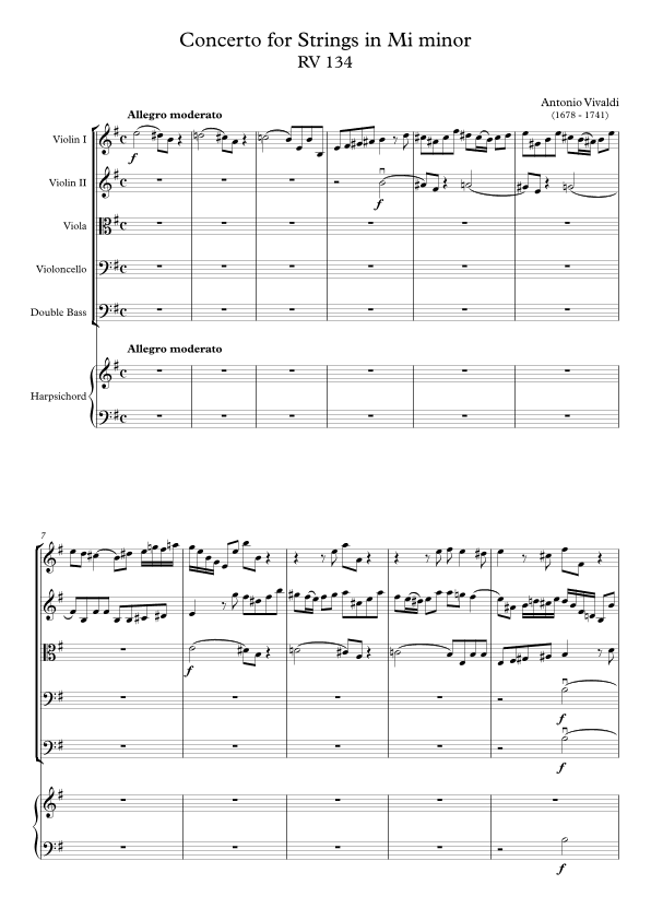 Concerto for Strings in Mi minor RV 134