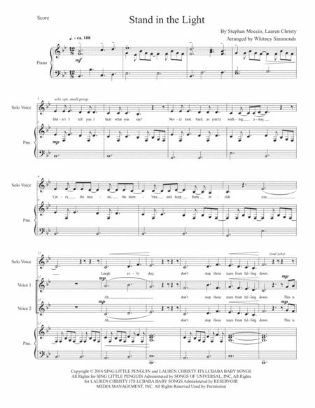 Stand In The Light (arr. Whitney Simmonds)