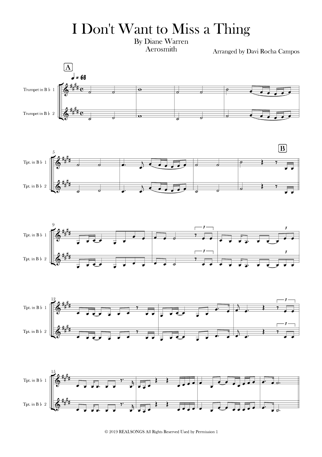 I Don't Want To Miss A Thing (arr. Davi Rocha Campos)