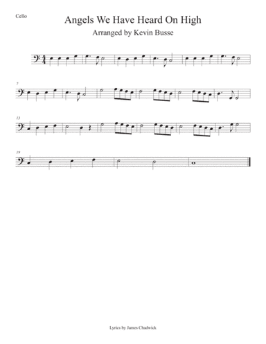 Angels We Have Heard On High (Easy key of C) Cello (arr. Kevin Busse)