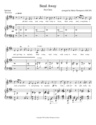 Steal Away (medium key) (arr. Maria Thompson Corley)