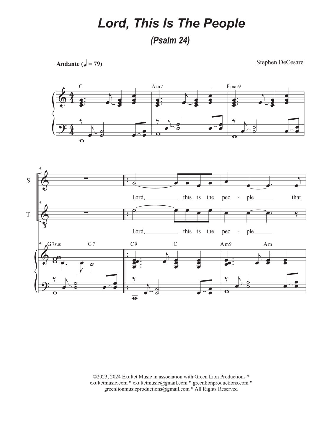 Lord, This Is The People (Psalm 24) (2-part choir - (Soprano and Tenor)