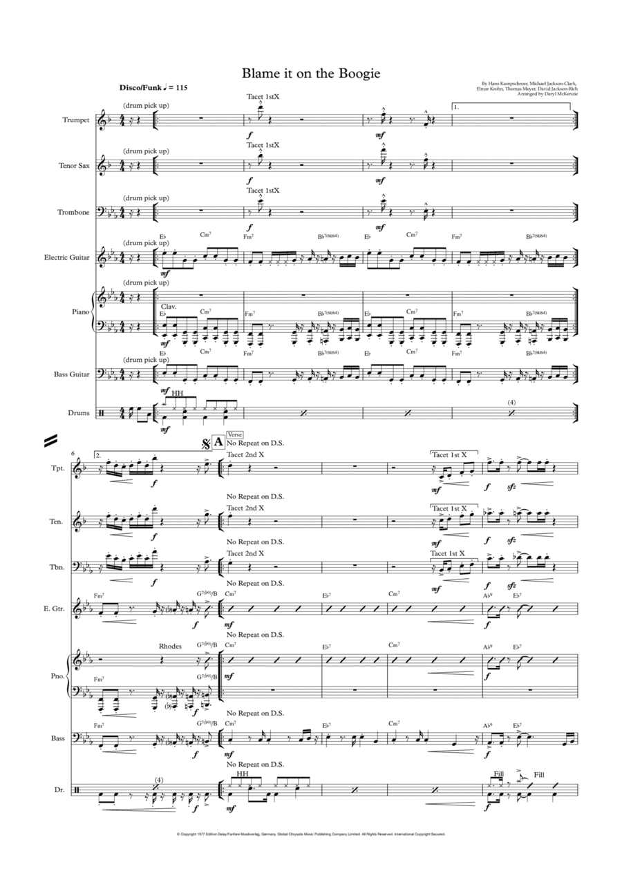 Blame It On The Boogie (arr. Daryl McKenzie)