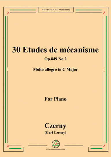 Czerny-30 Etudes de mécanisme,Op.849 No.2,Molto allegro in C Major,for Piano (arr. MSM)