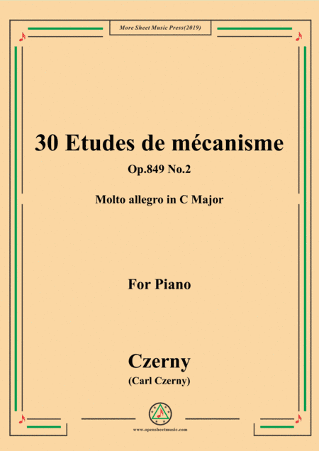 Czerny-30 Etudes de mécanisme,Op.849 No.2,Molto allegro in C Major,for Piano (arr. MSM)
