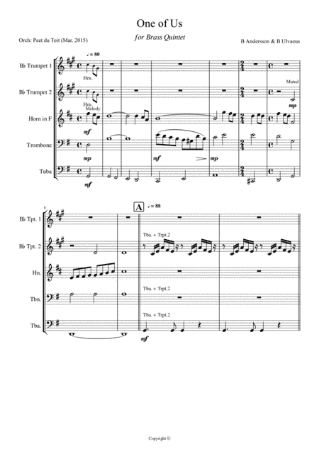One Of Us (arr. Peet du Toit)