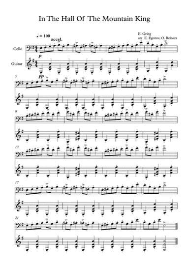 In The Hall Of The Mountain King, Edvard Grieg, For Cello & Guitar