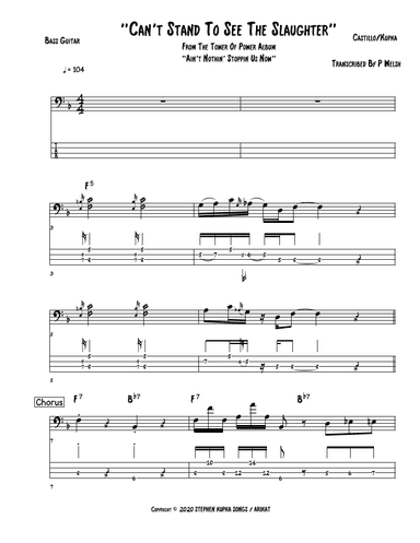 Can't Stand To See The Slaughter (arr. Accubass)