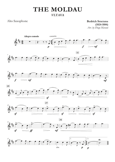 The Moldau for Alto and Tenor Saxophone with Piano (arr. Diego Marani)
