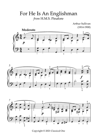 Sullivan - For He Is an Englishman(With Note name) (arr. MPS)