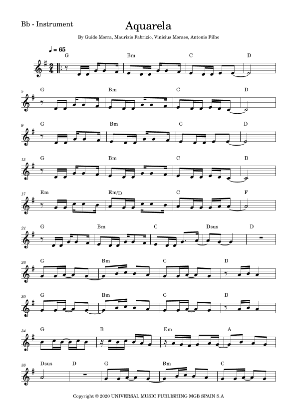Aquarela-toquinho (arr. Fabio Eduardo de Oliveira)
