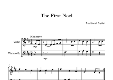 The First Noel (Easy Violin and Cello Duo) (arr. Gisele Sant'Ana)