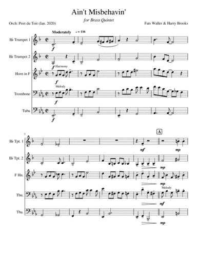 Ain't Misbehavin' (arr. Peet du Toit)