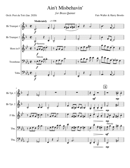 Ain't Misbehavin' (arr. Peet du Toit)