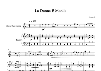 La Donna E Mobile - Giuseppe Verdi (Tenor Sax + Piano) (arr. Digital Book Music)