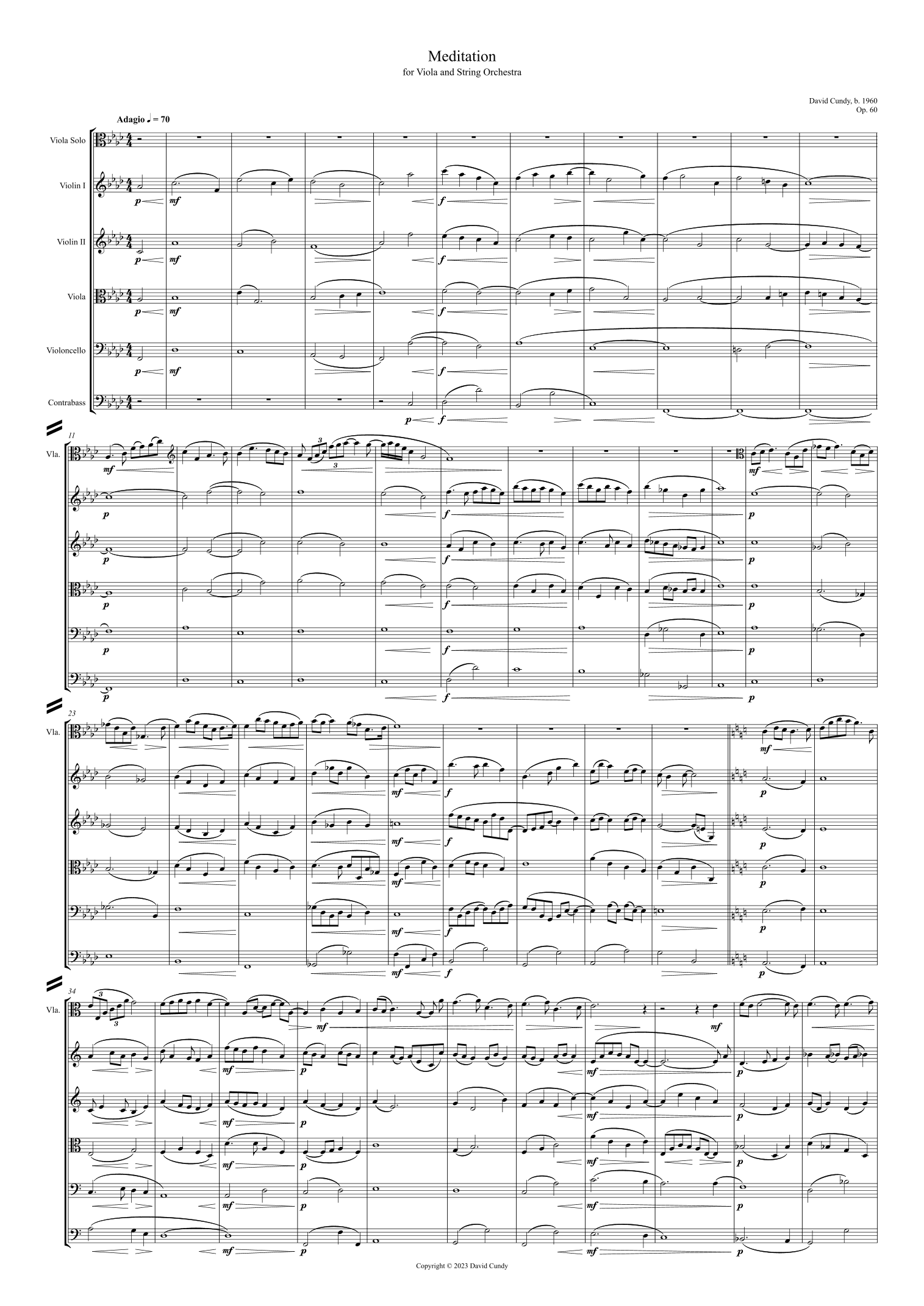 Meditation for Viola and String Orchestra, Op. 60