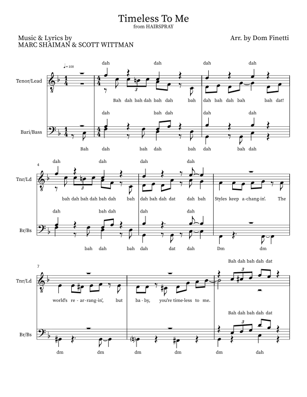 Timeless To Me (arr. Dom Finetti)