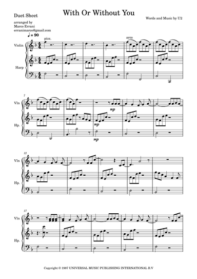 With Or Without You (arr. Marco Errani)