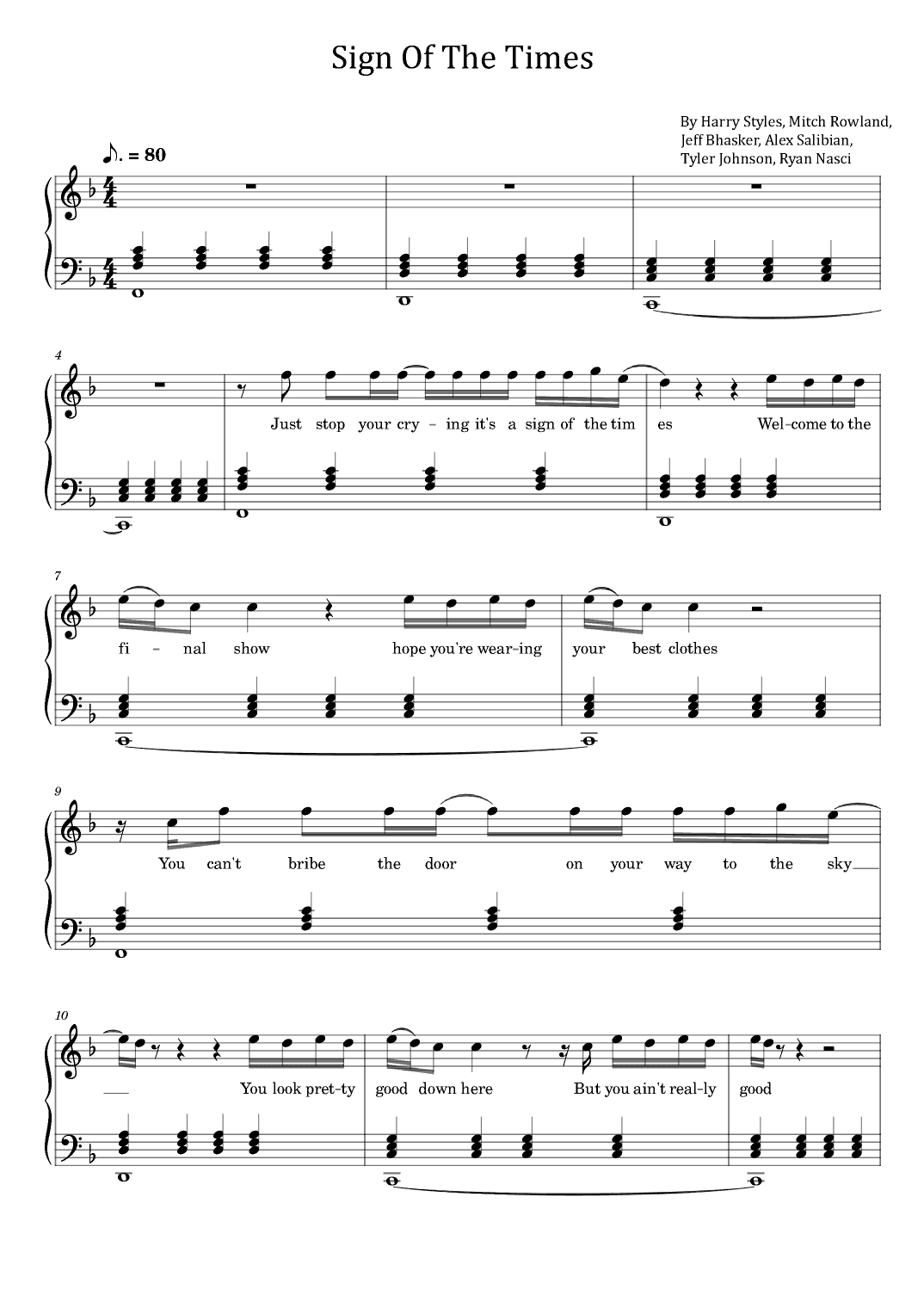 Sign Of The Times (arr. poon)
