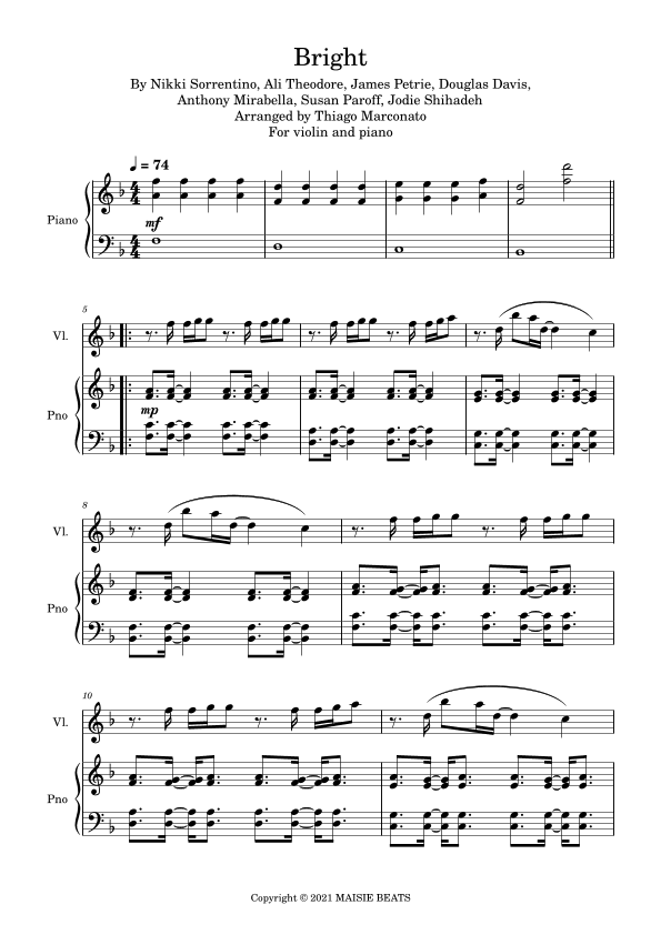 Bright (arr. Thiago Marconato)