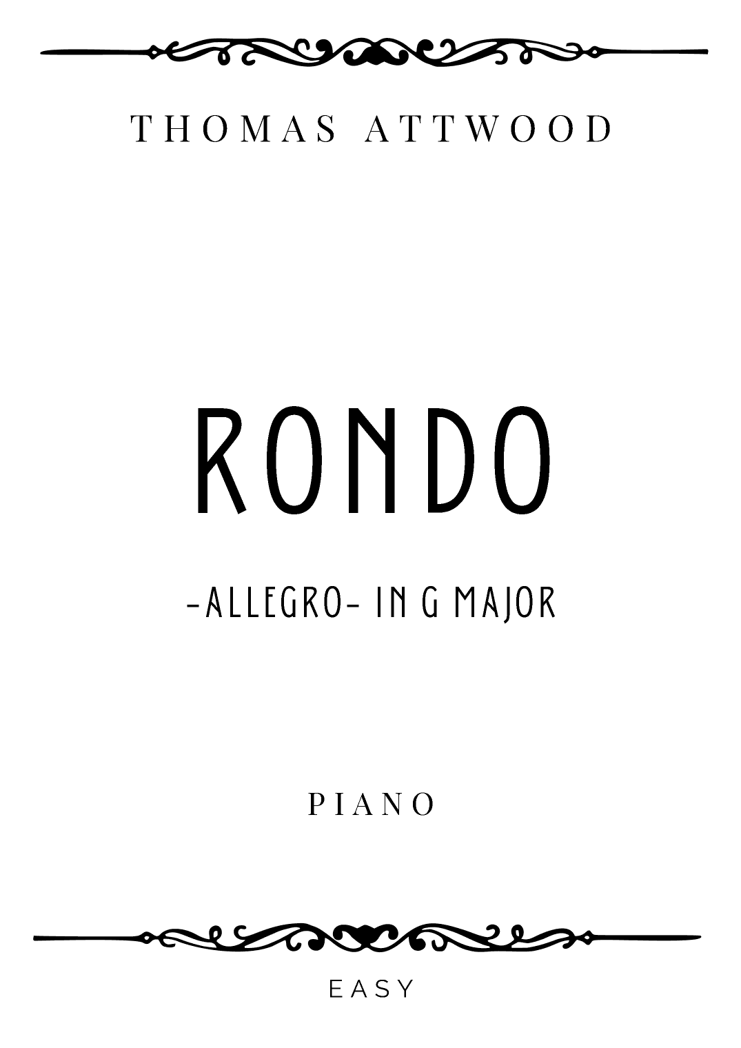 Attwood - Rondo from Sonatina No. 1 in G Major - Easy (arr. Piacere Music Sheets)