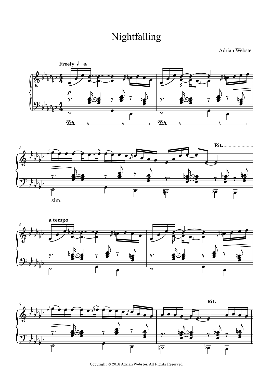 Nightfalling - CrusaderBeach - Emotional Dramatic Piano Solo