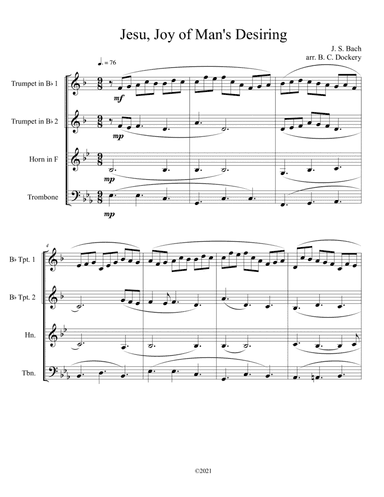 Jesu, Joy of Man's Desiring (Brass Quartet) (arr. B. C. Dockery)