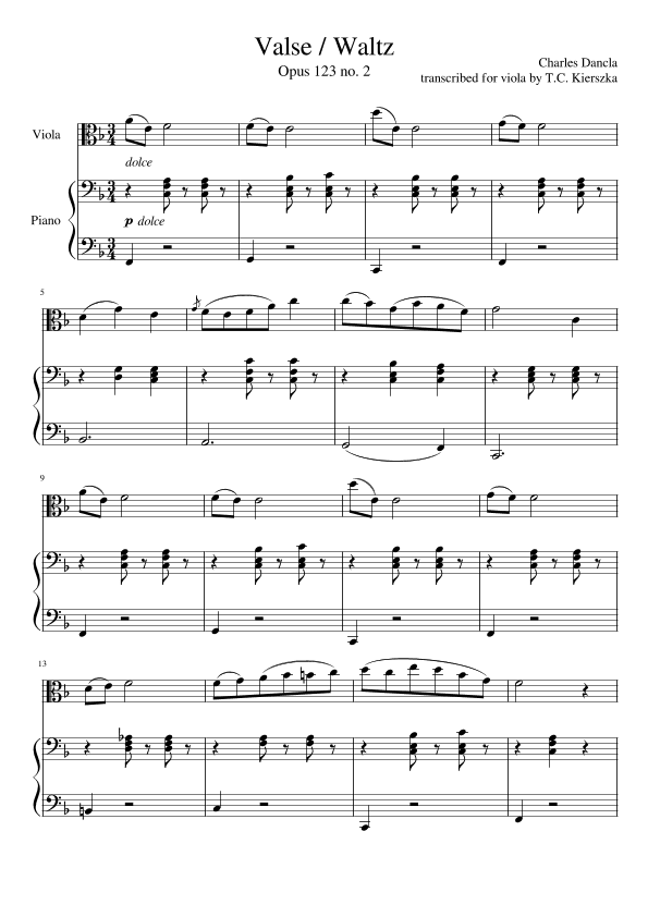Valse / Waltz opus 123 no. 2 (arr. Tabitha Kierszka)