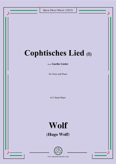Wolf-Cophtisches Lied I,in F sharp Major,IHW10 No.14 (arr. OSM Press)