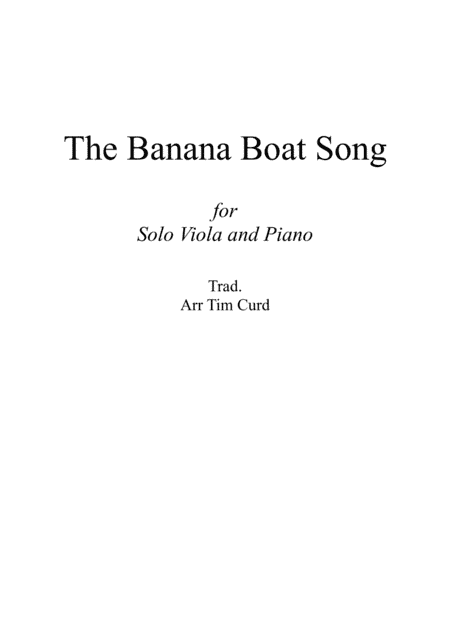 The Banana Boat Song for Viola and Piano (arr. Tim Curd)