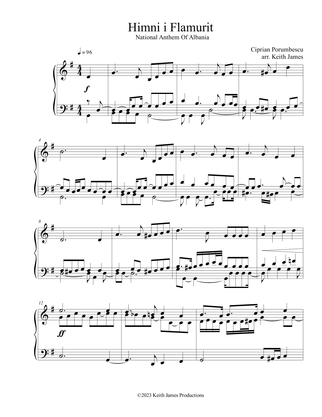 Himni i Flamurit (National Anthem Of Albania) (arr. Keith James)