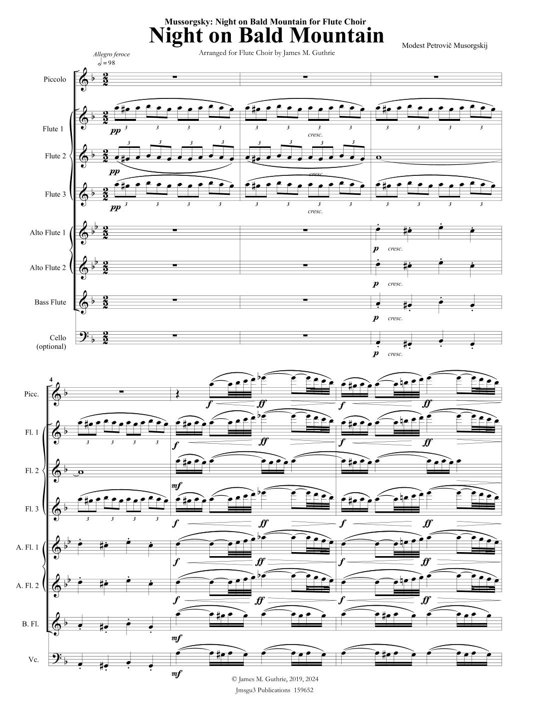 Mussorgsky: Night on Bald Mountain for Flute Choir (arr. James M. Guthrie)