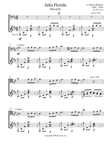 Julia Florida - Barcarola (Cello and Guitar) - Score and Parts (arr. Kevin Love)